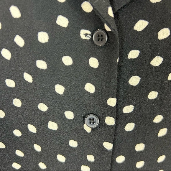 Frank And Oak Black Polka Dot Button-Up Blouse Size Medium - Picture 6 of 9